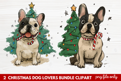2 Christmas Dog Lovers Clipart | Festive Holiday Puppy PNG Product Image 1