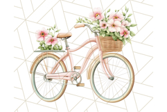 Bicycle with Flowers PNG, Pastel Spring Floral Bike Clipart Product Image 5