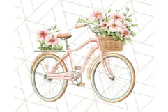 Bicycle with Flowers PNG, Pastel Spring Floral Bike Clipart Product Image 5
