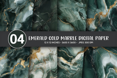 Emerald Gold Marble Digital Paper Product Image 1