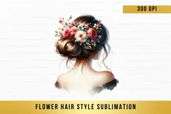 flower hair style sublimation, hair style woman clipart Product Image 15