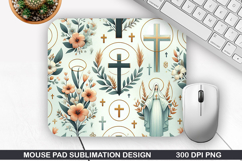 Flower Mouse Pad Sublimation, Easter Mouse Pad PNG Design Product Image 1