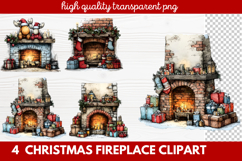 Cozy Christmas Fireplace Clipart | Holiday Mantel &amp; Winter Product Image 1