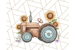 Fall Tractor Clipart PNG, Vintage Tractors With Pumpkins Product Image 5