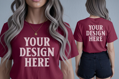 Christmas Bella Canvas 3001 Heather Red Front &amp; Back Mockups Product Image 1