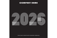Minimal cover background, horizontal 2026 number on black Product Image 1