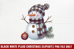Black White Plaid Christmas clipart PNG Product Image 1