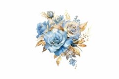 Blue and Gold Sparkling Roses clipart Product Image 13