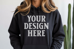 Black Gildan 18500 Hoodie Sweatshirt Mockup, Unisex Hoodie M Product Image 1