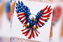 Patriotic Eagle PNG, American Flag Bald Eagle Design, 4th of Product Image 2