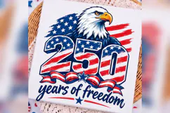 250 Years of Freedom PNG, Patriotic Bald Eagle American Flag Product Image 3