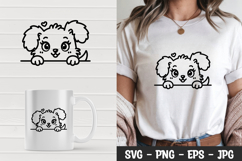 Cute kawaii peeking puppy t-shirt, mug wrap, svg design Product Image 1