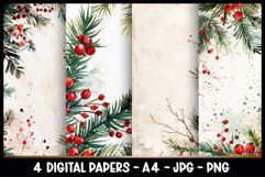4 Vintage Christmas Floral Digital Papers I Junk Journal Product Image 1