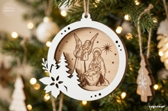 Nativity Ornament Engraving SVG Bundle | Christmas | SVG Product Image 3