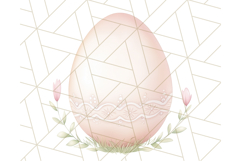 Pastel Pink Easter Bunny Egg and Flowers Clipart PNG Product Image 4