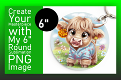 Trendy Round Design Car Coaster PNG , Cute Cow Product Image 1