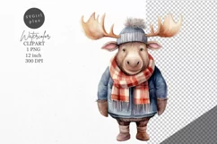 Christmas clipart, Moose clipart, Winter clipart Product Image 1