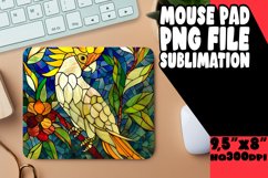 Colorful Stained Glass Bird Design Mouse Pad for PNG Product Image 1
