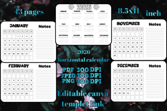 editable 2026 Horizontal calendar with notes 3 Product Image 1