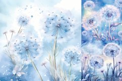 Watercolor pastel winter dandelion printable digital papers Product Image 2
