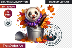 Autumn Cute animal in a bucket clipart Pumpkin thanksgiving Product Image 1