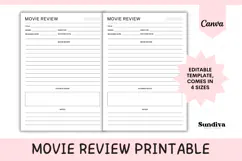 Movie Review Printable 3 | Movie Journal Template Product Image 1