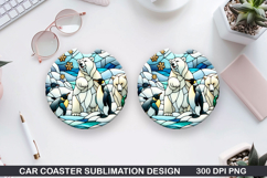 Bears Car Coaster Sublimation| Christmas Coaster PNG Product Image 1