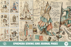 Ephemera Sewing Junk Journal Pages - Junk Journal Pack Product Image 1