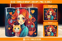 3d Cute Cat Tumbler Wrap Designs, Sublimation Wrap Product Image 1