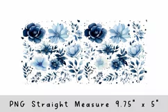 Blue Flower glass can wrap, Watercolor flowers sublimation Product Image 2