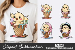 Cute Chick Ice Cream Clipart PNG Product Image 1