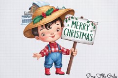 Cute Watercolor Christmas Farm Clipart Bundle PNG Product Image 14