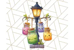Halloween Witch House Clipart PNG with Potions and Brooms Product Image 5