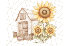 Rustic Sunflower Clipart, Soft Country Farmhouse Florals Png Product Image 5