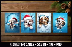 Dogs peeking out of a cracked ice I Greeting Cards Product Image 2