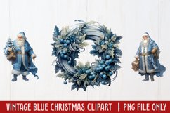 Vintage Blue Christmas Clipart Sublimation Product Image 1