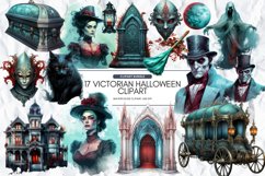 Victorian Halloween Clipart Bundle, Set Of 17 Png Bundle Product Image 1