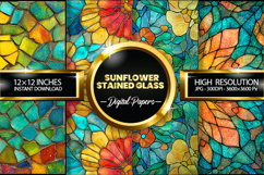 Sunflower Stained Glass Digital Papers - 04 variations Product Image 1
