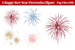 Happy New Year Fireworks Clipart PNG Product Image 1