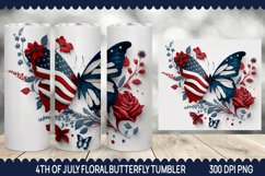 4th of July Floral Butterfly Tumbler - Butterfly Tumbler Product Image 1