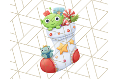 Alien Christmas Clipart, Cute Outer Space Holiday PNG Product Image 5