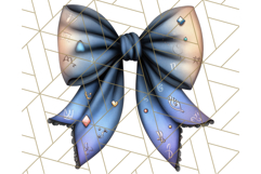 Muted Halloween Bow Clipart, Fall Ribbon PNG Autumn Hair Bow Product Image 5