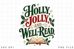 Jolly Jolly and Well-Read Christmas PNG, Book Lover Product Image 3