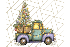 Vintage Christmas Truck Clipart PNG, Retro Holiday Vehicle Product Image 5