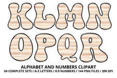 Watercolor Stripes Doodle Alphabet PNG Retro Letters 300 DPI Product Image 3