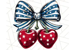 Coquette 4th of July Png, Patriotic Hearts and Bows Clipart Product Image 5
