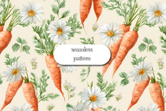 Carrot Floral Seamless Pattern Watercolor Garden Design Product Image 1