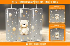 3D Bear In Snow Tumbler Wrap Designs Product Image 28