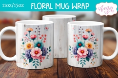 Watercolor floral mug wrap sublimation PNG, Spring mug png Product Image 3