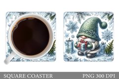 Cute Gnome Coaster Design. Christmas Coaster Sublimation Product Image 1